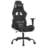 Cumpara ieftin Scaun de gaming cu suport picioare, negru si camuflaj, textil