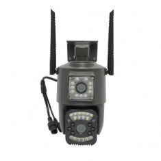 Camera de supraveghere lentila duala 4G, P2P 1080P, PTZ cu senzor de miscare, detectie umana si aplicatie V380 Pro