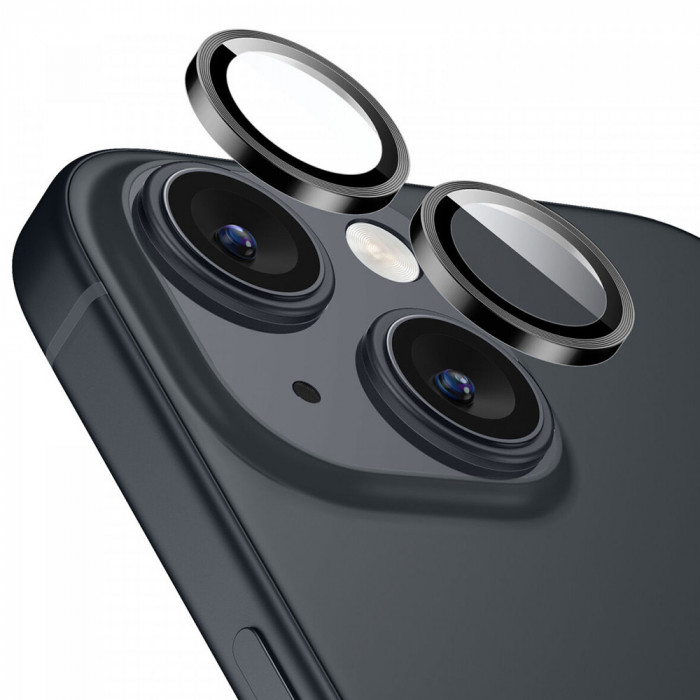 Folie Camera pentru iPhone 15 / 15 Plus, ESR Armorite Camera Lens Protectors, Black