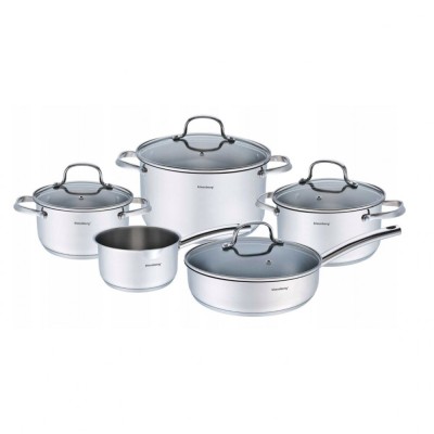 Set de 5 oale din inox, cu capac, premium, compatibil cu toate tipurile de aragaz, gri, Klausberg foto