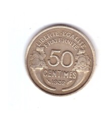 Moneda Franta 50 centimes 1932, 9 si 2 inchis, stare buna, curata