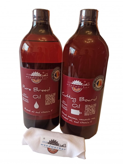 Dual Pack Pure Breed Oil, Pure Tung Oil, laveta bumbac, 1000 ml/1000 ml