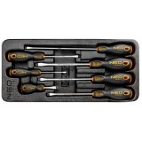 Set 7 surubelnite plate NEO Tools cu varf magnetic, in modul pentru sertar