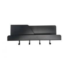 Organizator de perete cu 4 agatatori si suport, metal, negru mat, 46 x 11 x 19 cm