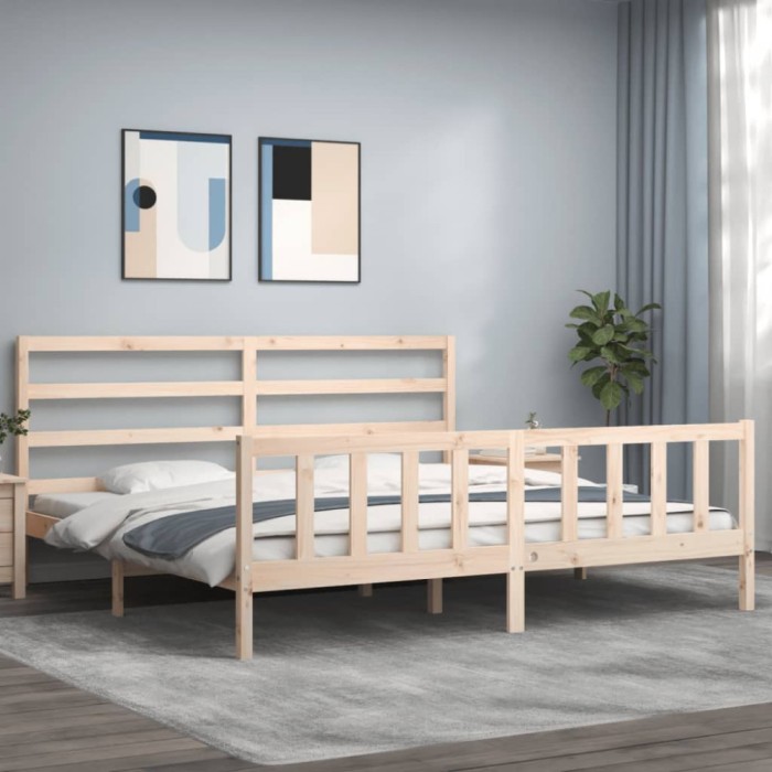 Gossi cadru pat cu tablie 200x200 cm, lemn masiv de pin