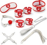 Set bondage Nurse Passion 8pcs Alb/Rosu