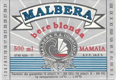 NI440 Etichetă bere blondă Mamaia, Malbera SA Constanța, &amp;icirc;nceputul anilor 1990 foto