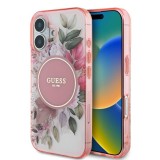 Husa pentru iPhone 16 - Guess IML Flower &amp; Tonal Circle MagSafe (GUHMP16SHFWBDCEP) - Pink
