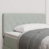 VidaXL Tăblie LED cu buton de cristal, tapițată, gri deschis, 90 cm din catifea
