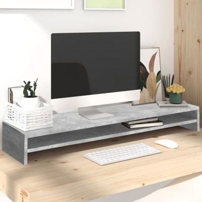 vidaXL Suport monitor, gri beton, 100x24x13 cm, lemn prelucrat foto
