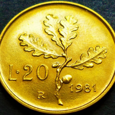 Moneda 20 LIRE - ITALIA, anul 1981 *cod 1218 B = UNC