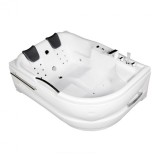 Cumpara ieftin Cadă de baie cu hidromasaj asimetrică Dublo Hydro, 180x130 cm cu baterie