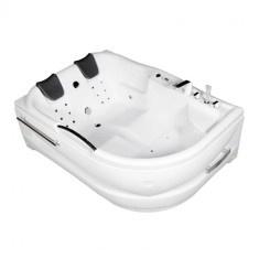 Cadă de baie cu hidromasaj asimetrică Dublo E-Drive, 180x130 cm cu baterie