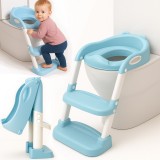 Reductor WC pentru Copii cu Scarita, Linomag&reg;, Plabil, 38 x 40 x 47 cm, Blue Sky / Alb