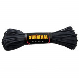 Sfoara paracord IdeallStore&reg;, Adventure Survival, 30 metri, negru, 200 g