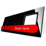 Livolo Panou Decorativ Sticlă Negru 3 Posturi pentru &Icirc;ntrerupător Touch și Priză