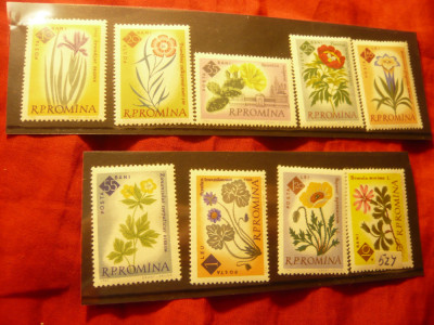 Serie Romania 1961 - Flora - Centenar Gradina Botanica Bucuresti , 9 valori foto