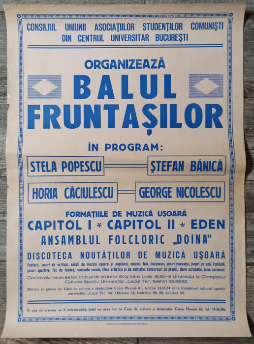 Afis Balul Fruntasilor 1974