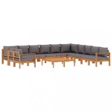 Set de canapele de gradina cu perne, 9 piese, lemn masiv acacia