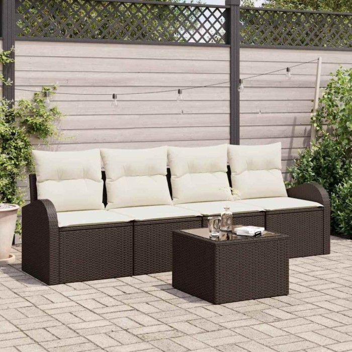 vidaXL Set de canapele pentru grădină 5 pcs Maro 55 x 55 x 37 cm 3345908