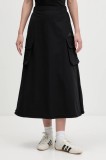 adidas fustă City Tech culoarea negru, midi, evazați, JM8438
