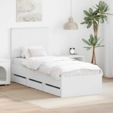 Cumpara ieftin Cadru de pat cu sertar Alb 75 x 190 cm Lemn Ingineresc