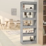 VidaXL Bibliotecă/Separator cameră, gri beton, 60x30x166 cm, PAL