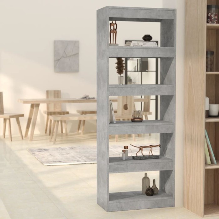 vidaXL Bibliotecă/Separator cameră, gri beton, 60x30x166 cm, PAL