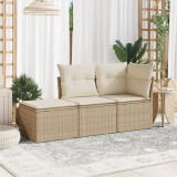 VidaXL Set canapele de grădină, 3 piese, cu perne, bej, poliratan 3249307