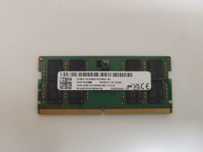 Memorie Laptop, Micron, 32GB, 5600Mhz, PC5-5600B-SB0, Sodimm DDR5, CL46, 1.1V, MTC16C2085S1SC56BD1 foto