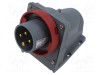 Conector alimentare AC trifazat AMPHENOL IP&amp;S 16A 415V IP67 soclu flanșă 4 pini