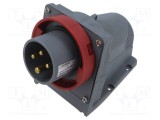 Conector alimentare AC trifazat AMPHENOL IP&amp;S 16A 415V IP67 soclu flanșă 4 pini