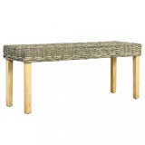 Cumpara ieftin Bancă, natural, 110 cm, ratan kubu &amp; lemn masiv de mahon