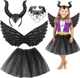 Costum de Halloween pentru fetite, negru ,textil