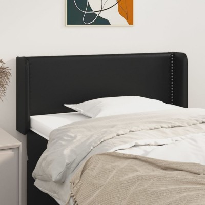 vidaXL Tăblie de pat cu aripioare negru 83x16x78/88 cm piele ecologică 3118700 foto