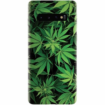 Husa silicon pentru Samsung Galaxy S10, Green Leaf Pattern foto