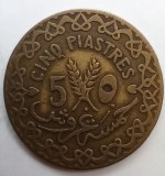 Moneda 5 Piastres 1933 VG + Syria