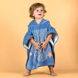 Poncho de baie bumbac Imprimeu Balenă Albastru Bebe/Copii, Nabaiji