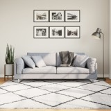 vidaXL Covor pufos &quot;PAMPLONA&quot; fire &icirc;nalte negru/crem modern 200x200 cm