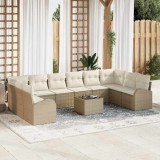 VidaXL Set de canapele pentru grădină 11 pcs Bej Rattan poli 3346231