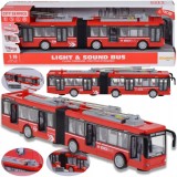 Autobuz troleibuz articulat CITY 1:16 cu sunet, lumină, uși care se deschid, pull-back