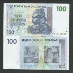 ZIMBABWE 100 DOLARI DOLLARS 2007 UNC [1] P- 69 , necirculata foto