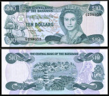 BAHAMAS █ bancnota █ 10 Dollars █ L. 1974 ( 1984 ) █ P-46b █ UNC █ necirculata