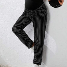 Pantaloni cu model dungi, Maternity, negru, dama, Shein