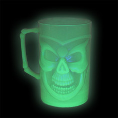 Cana fosforescenta Craniu, lumineaza verde, accesoriu Halloween foto