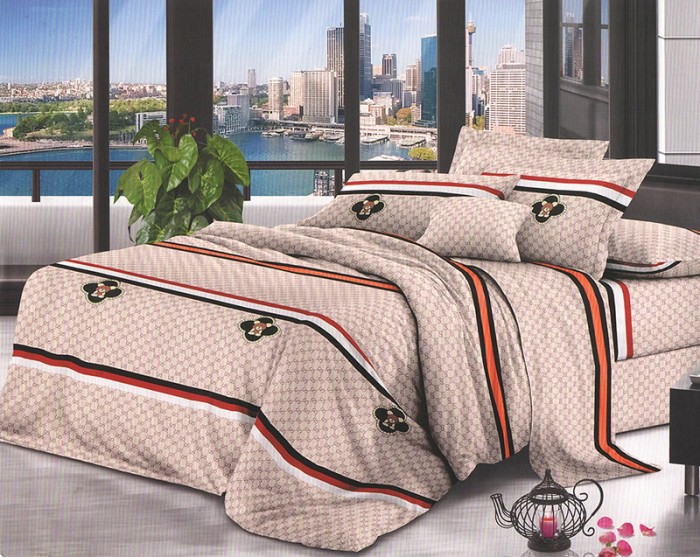 Lenjerie de pat pentru o persoana cu 2 huse de perna patrata, Giovanna, bumbac mercerizat, multicolor
