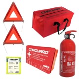 Kit Siguranta Auto Omologat RAR, Stingator 1KG cu Manometru, Trusa Medicala DIN13164, Vesta XL, 2x Triunghiuri E-Mark, Geanta