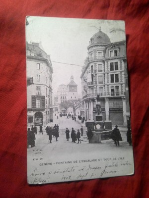 Ilustrata Elvetia 1902 - Geneva circulata la Focsani foto