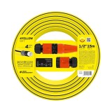 Set furtun pentru gradina Cellfast 4YELLOW, 1 2, 15 m, protectie UV, antirasucire, duza stropire, conectori