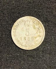 Moneda 5 kreuzer 1859 V Austria argint